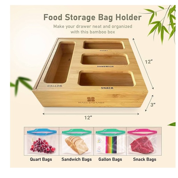 NWT! Bamboo Food Bag Storage Organizer Drawer Or Wall Mount - Sold Out Online - Picture 4 of 10